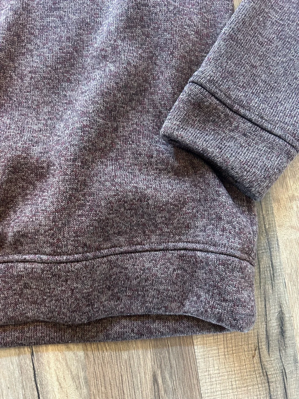 Eddie Bauer Men's Marled Maroon Crewneck Quarter-Snap Sweater - Picture 2 of 5